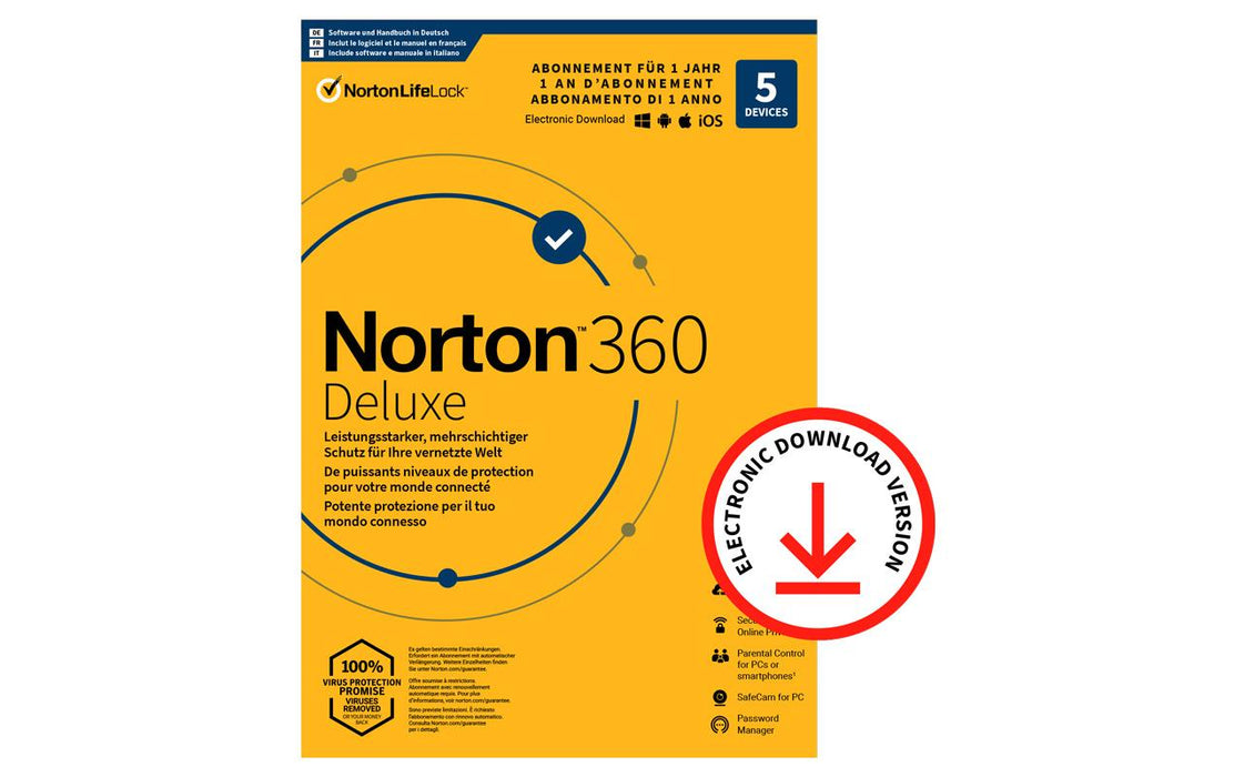 Norton 360 Deluxe 5 Geräte Produktbild